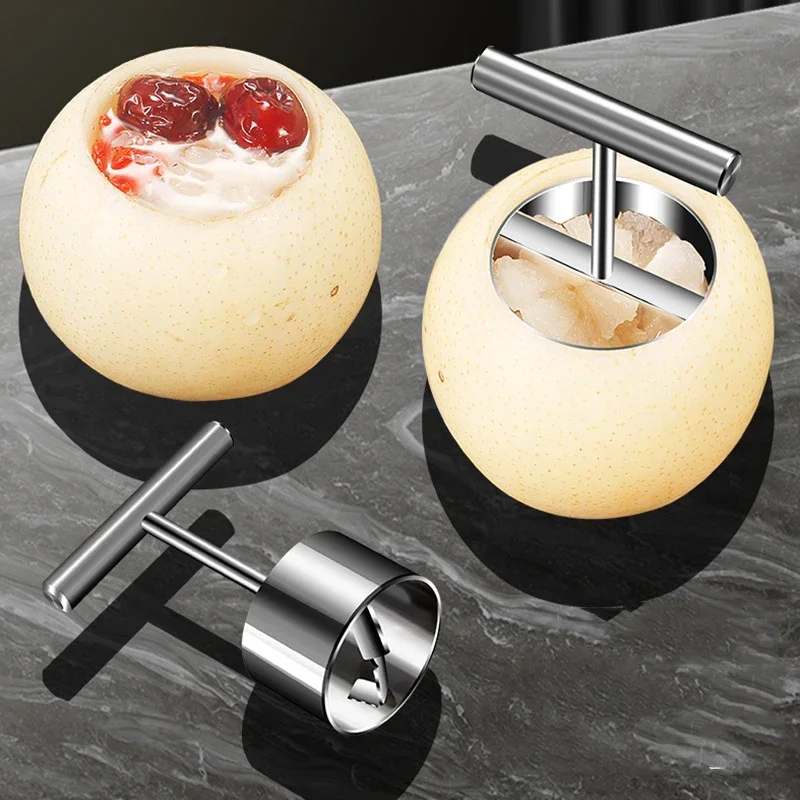 Apple Corer Slicer - フルーツコアディガー、リンゴ・梨の芯抜きカッター、ステンレス製フルーツコアピッター、キッチンアクセサリー用の芯抜き器
