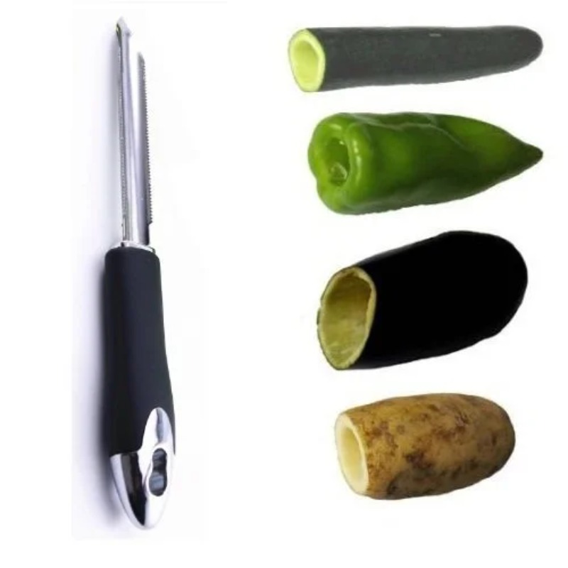 Apple Corer Slicer - 1PC ポータブルステンレス鋼フルーツペッパーコアラーラーキッチンガジェット鋸歯状エッジシーダーコアラーラー（ペッパートマトアップルピッティングツール）