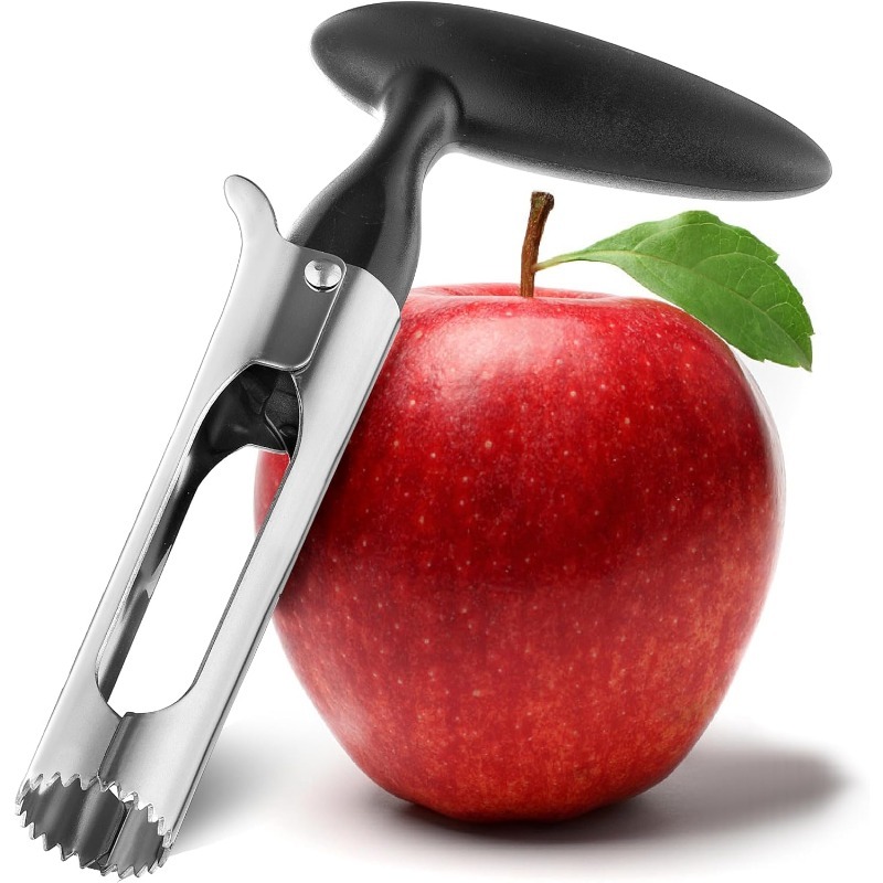 Apple Corer Slicer - 人間工学に基づいたグリップ付きアップルコアラー、ステンレス製の鋭い波刃、果物用コアリムーバー、ベーキング用、食器洗い機対応、キッチンツール