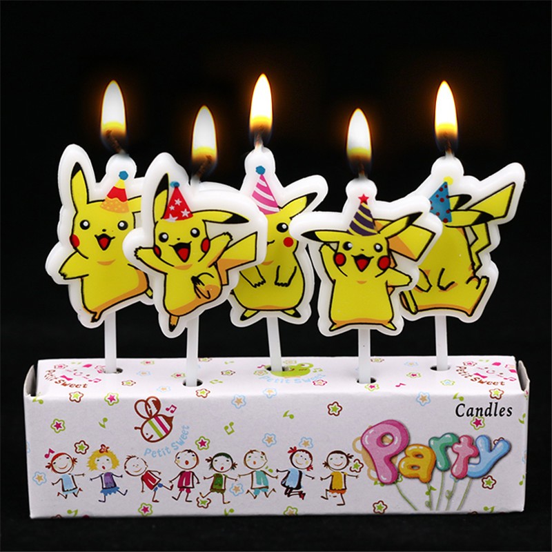 Kitchen Gadgets Website - 5 ピース/ロットポケモン誕生日ケーキキャンドル子供漫画ピカチュウアニメ人形パーティーの装飾子供のケーキパラフィンフィギュアキャンドル