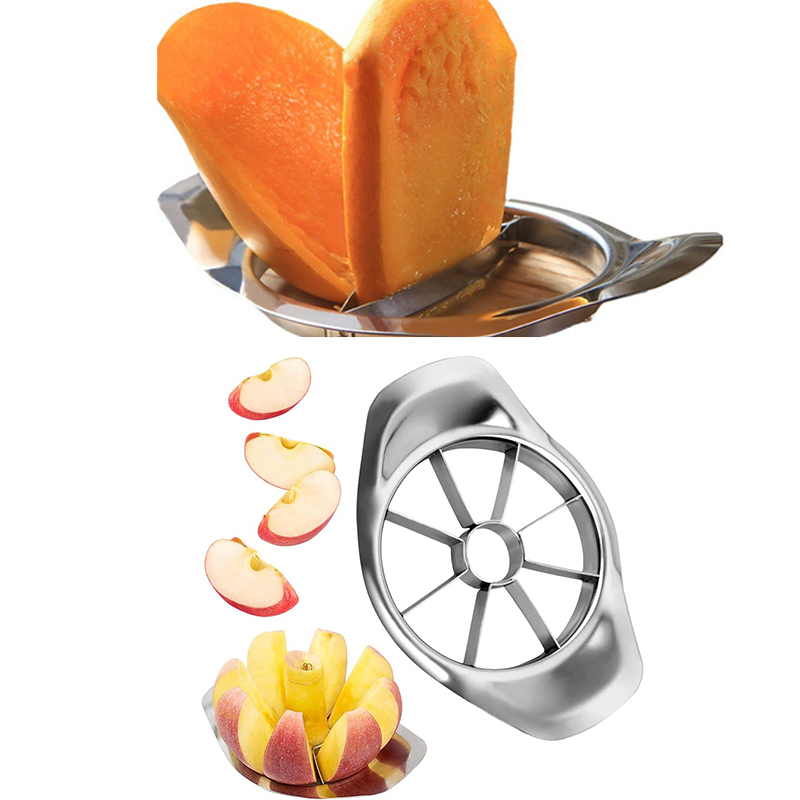 Apple Corer Slicer - ステンレス鋼マンゴーカッター、アップルスライサー、野菜ナイフ、コアラー、フルーツピーラー、フルーツスプリッター、分割ツール、キッチン、使いやすい