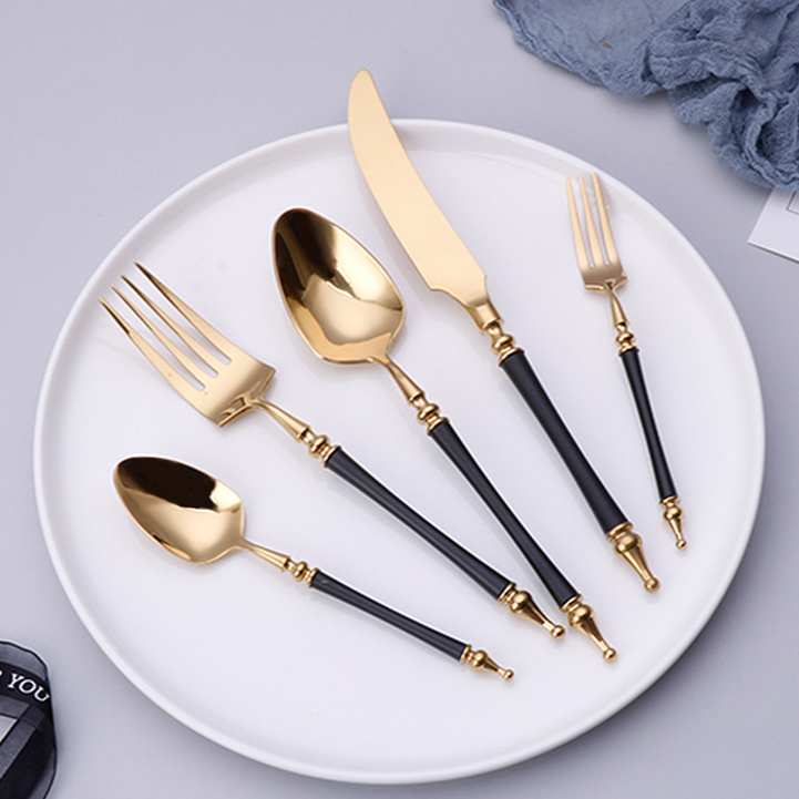 Kitchen Gadgets Luxury - 高級ウエスタンゴールド食器セットステンレス鋼ナイフフォークティースプーン食器カトラリーセットキッチン食器食器洗い機対応