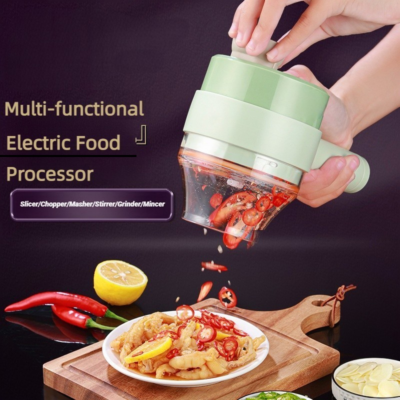 Kitchen Gadgets Gifts - ワイヤレス電気フードプロセッサー、野菜カッター、フルーツスライサー、ガーリックマッシャー、ミンサー、ハンドヘルドスターラー、キッチンアクセサリー