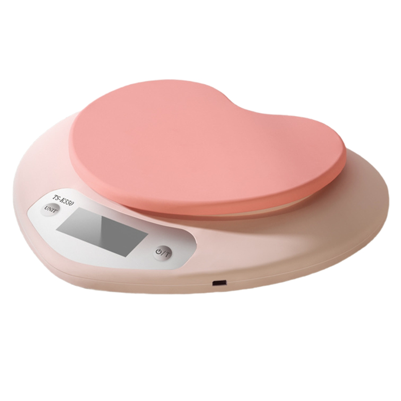 Digital Kitchen Scale - ABBZ-ポータブルピンクハート型デジタルキッチンベーキングスケール多機能5Kg/1G高精度LCD電子計量器