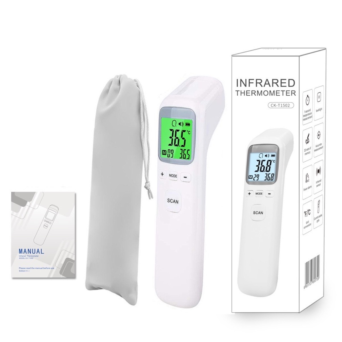 Instant Read Thermometer - 大人と子供用の体温計、非接触式額体温計、発熱警告、即時正確な測定デジタル体温計