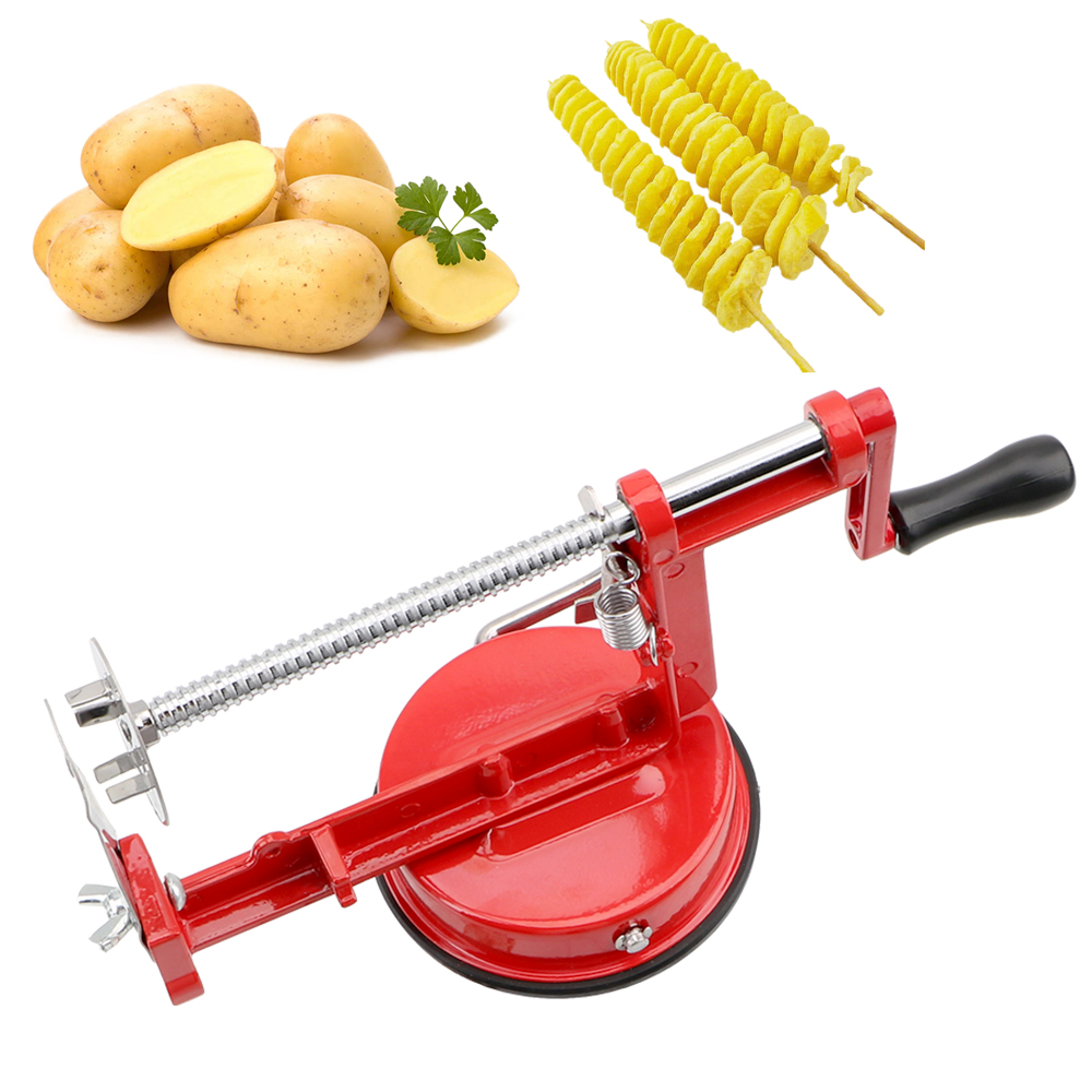 Apple Corer Slicer - 手動スパイラルフレンチフライカッター調理ツール野菜スパイラライザーツイストポテトアップルスライサーステンレス鋼キッチンガジェット
