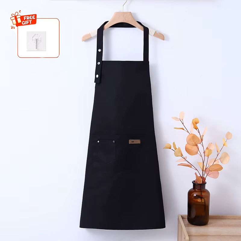 Kitchen Gadgets Trending - 1pc 防水耐油エプロンポケットポリコットン汚れにくいファッションキッチン家事レストランバーショップカフェエプロン