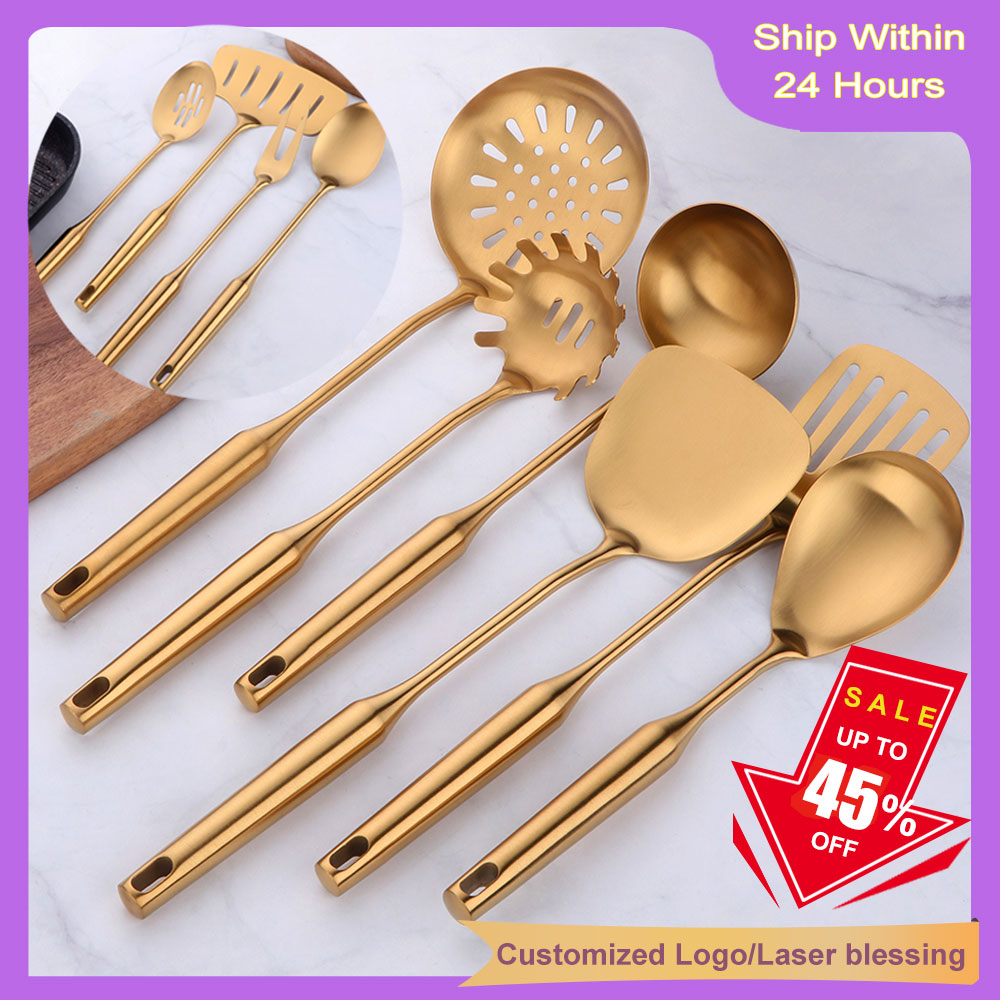 Kitchen Gadgets Gold - ステンレス鋼の金の台所用品,ヘラ,シャベル,スプーン,ストレーナー,ストレーナー,ストレーナー,フィルター,ジャガイモ,台所用品