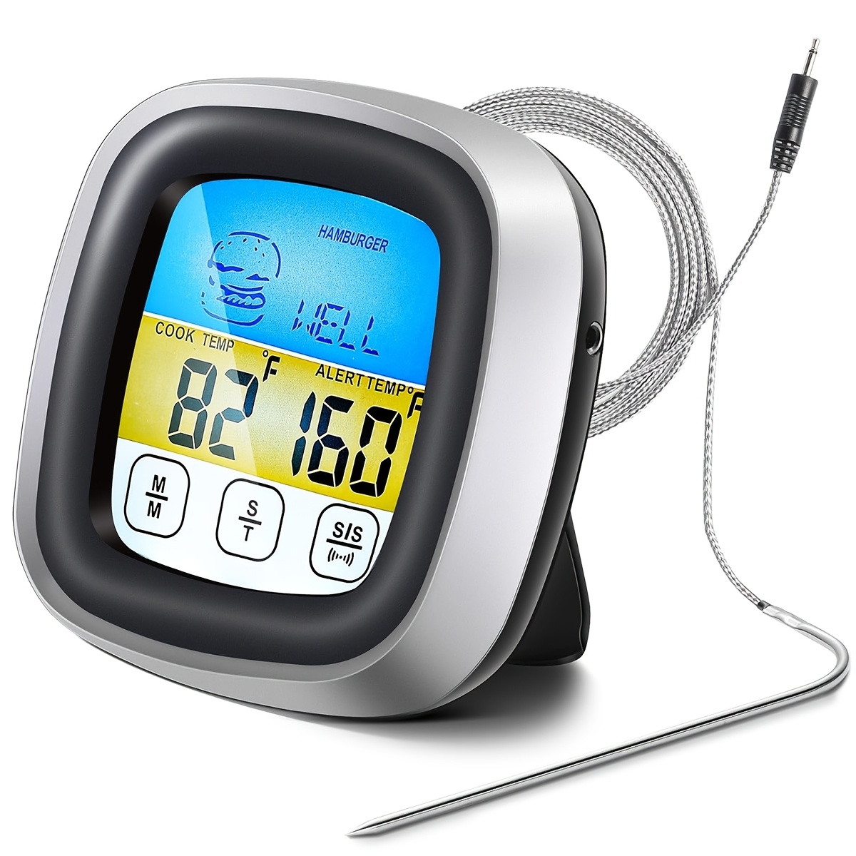 Instant Read Thermometer - デジタル肉用温度計 BBQ タイマー 調理器具 ロングプローブ オーブン温度計