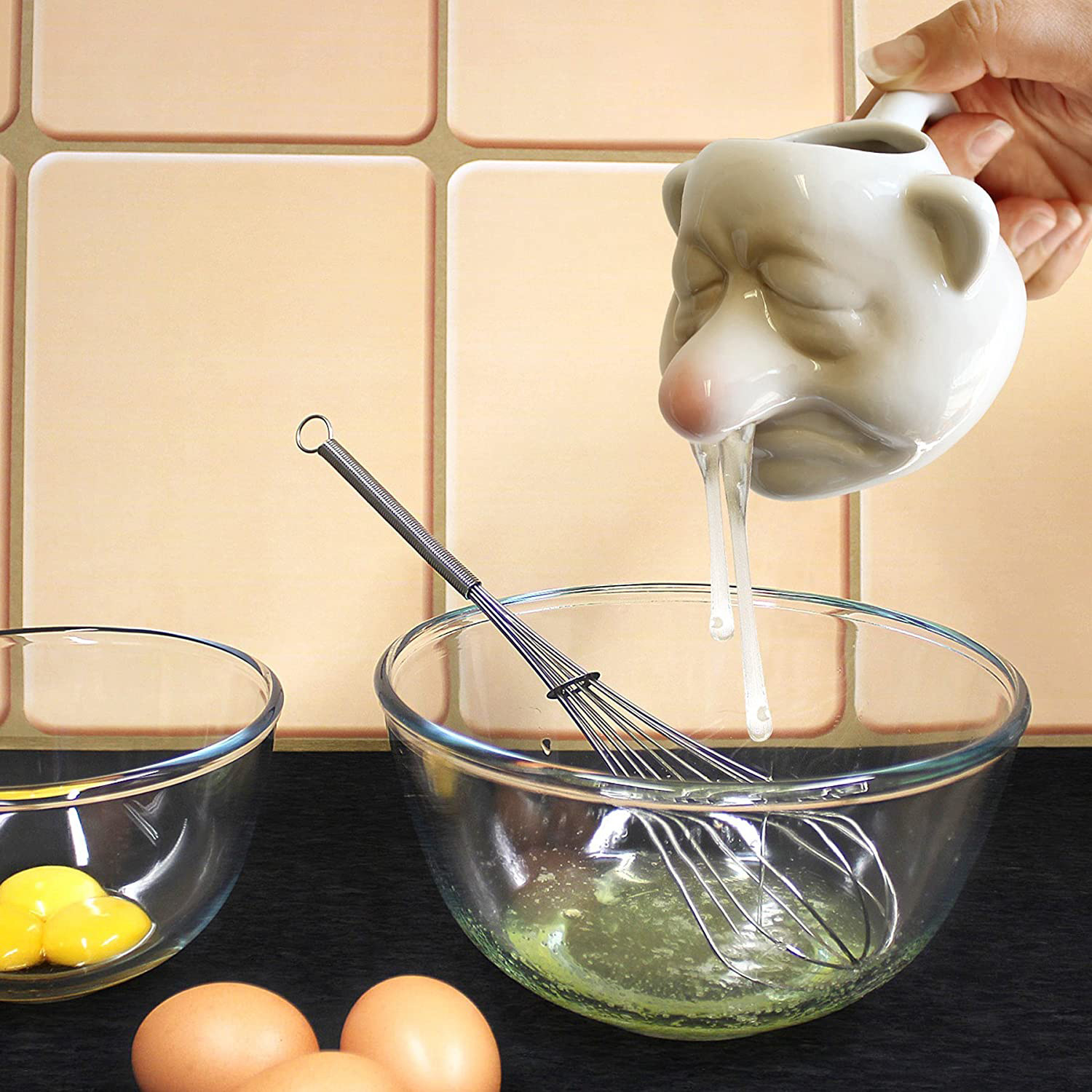 Kitchen Gadgets Novelty - 面白いセラミック製卵セパレーター、大きな鼻のドワーフ型卵白卵黄フィルターツール、創造的な鼻型キッチンガジェット、料理用、ノベルティギフト