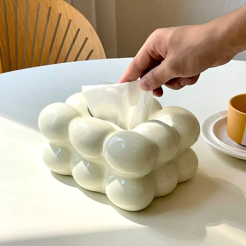 Kitchen Gadgets Luxury - ライトラグジュアリーティッシュボックス セラミック製ティッシュボックス 寝室、リビングルーム、車内、家の装飾、キッチンガジェットに最適