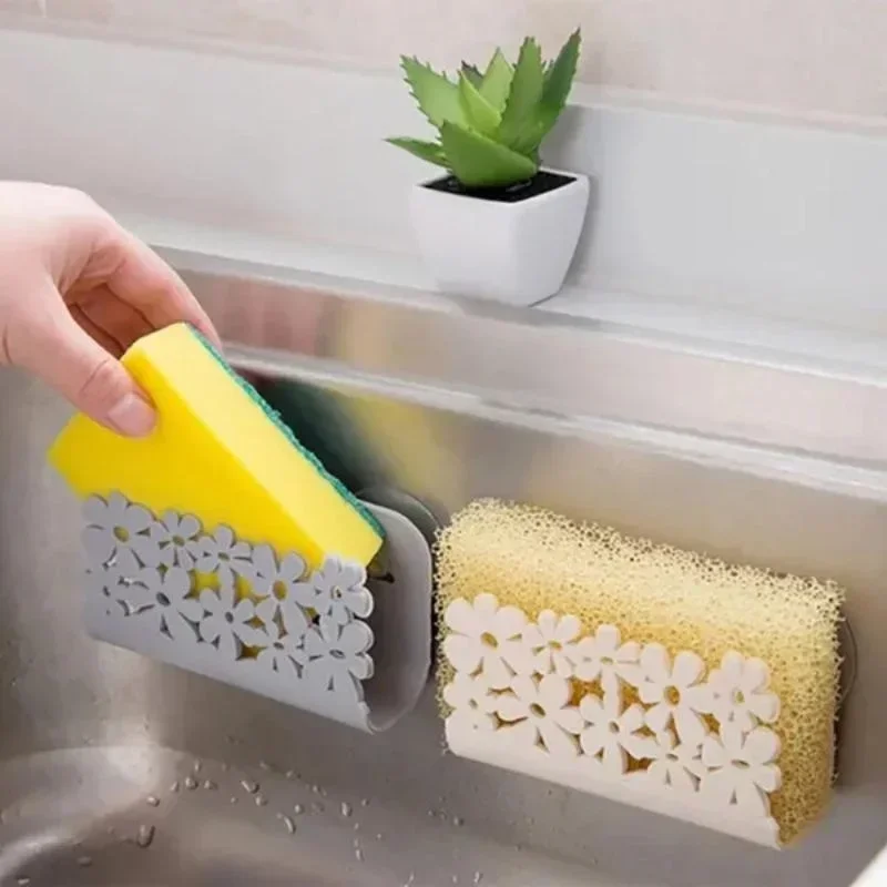 Kitchen Gadgets Rack - 食器用布巾ラック 吸盤式スポンジホルダー クリップ付き布巾収納蓋ラック キッチンツール 透明吸盤2個付き 浴室ガジェット