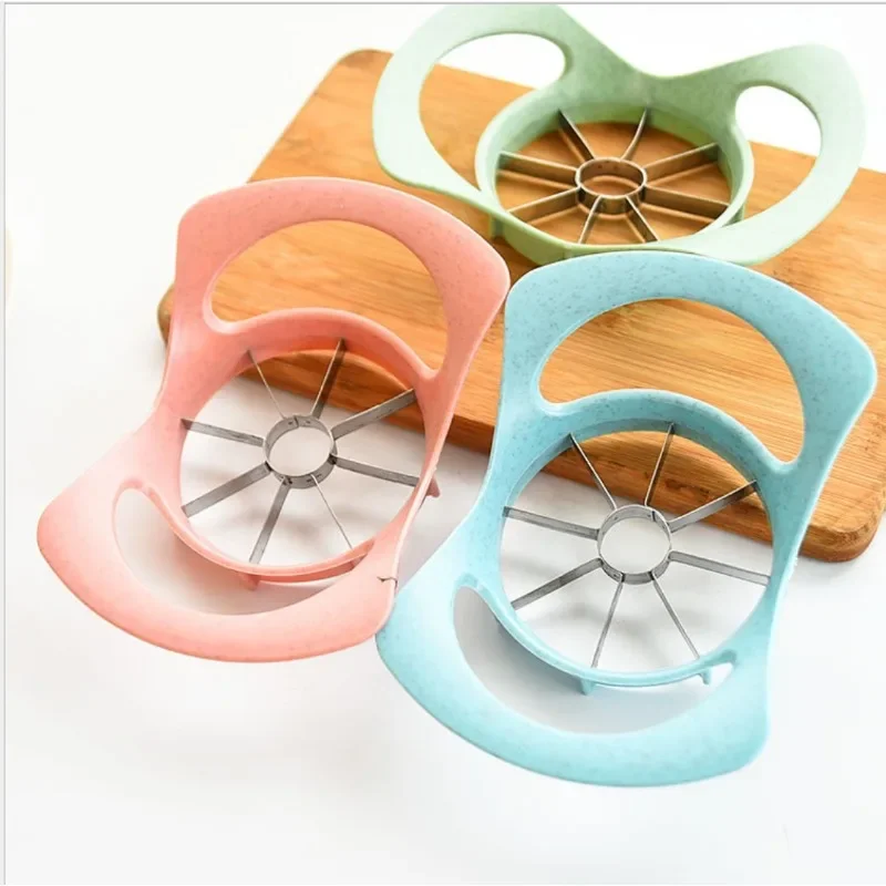 Apple Corer Slicer - ステンレス鋼のフルーツカッティングスプリッター,多機能スプリッター,リンゴのスライサー,フルーツコアリングツール,カットアーティファクト,小麦,ストロー