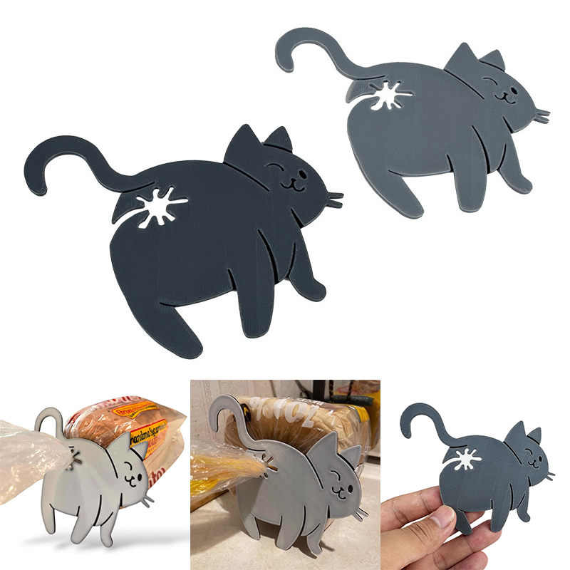 Kitchen Gadgets Novelty - 2個入り 3D猫のお尻型パン袋クリップ スナック袋シーリングクリップ 面白いキッチンガジェット 猫好きのための食品保存袋クリップ