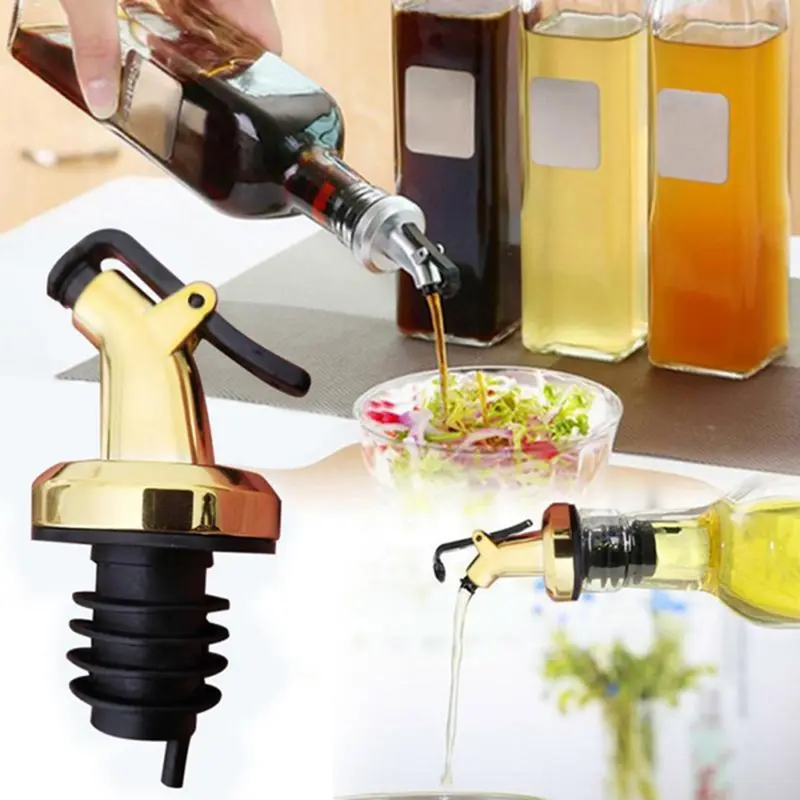 Kitchen Gadgets Gold - ゴールドオリーブオイル注ぎ口オイルビネガーボトルストッパー注ぎ口漏れ防止食品グレードプラスチックスプレーヤーワインビネガースポットキッチンツール
