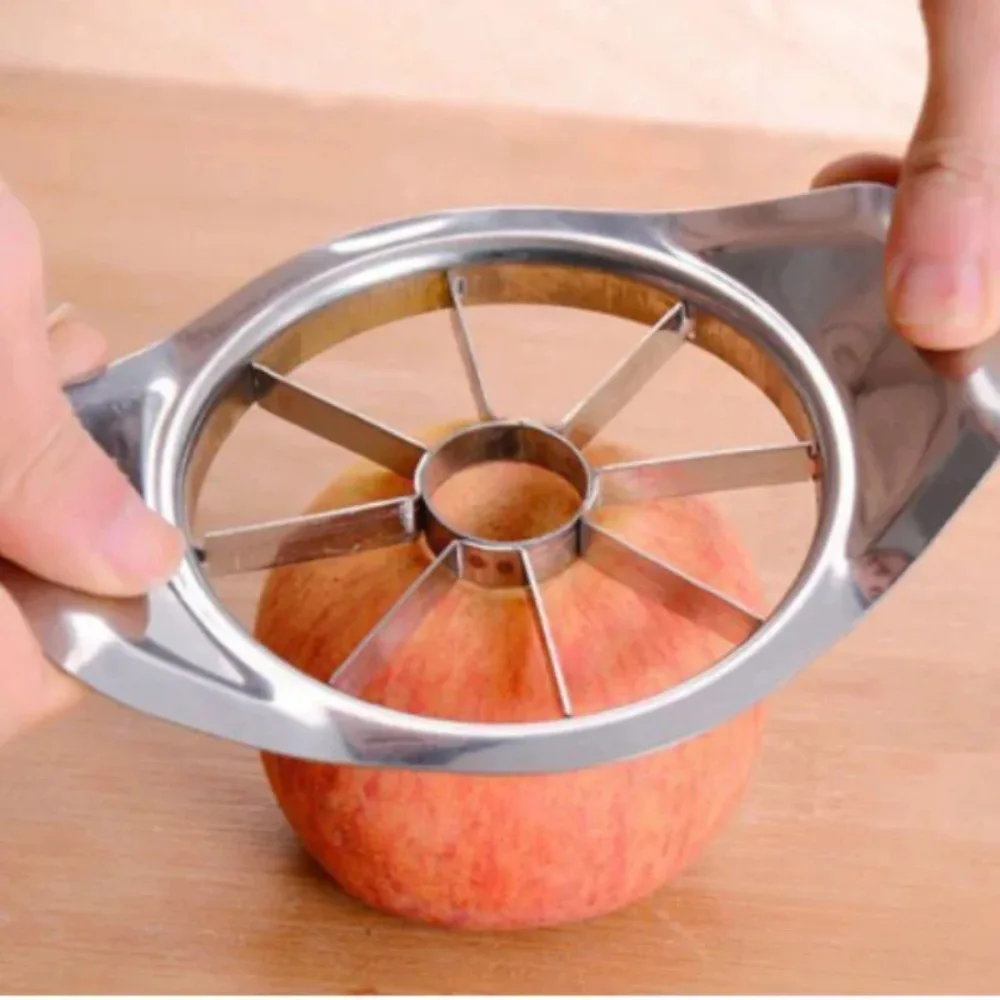 Apple Corer Slicer - キッチン用品 ステンレス製 快適ハンドル付き アップルスライサー カッター 野菜・果物用ツール