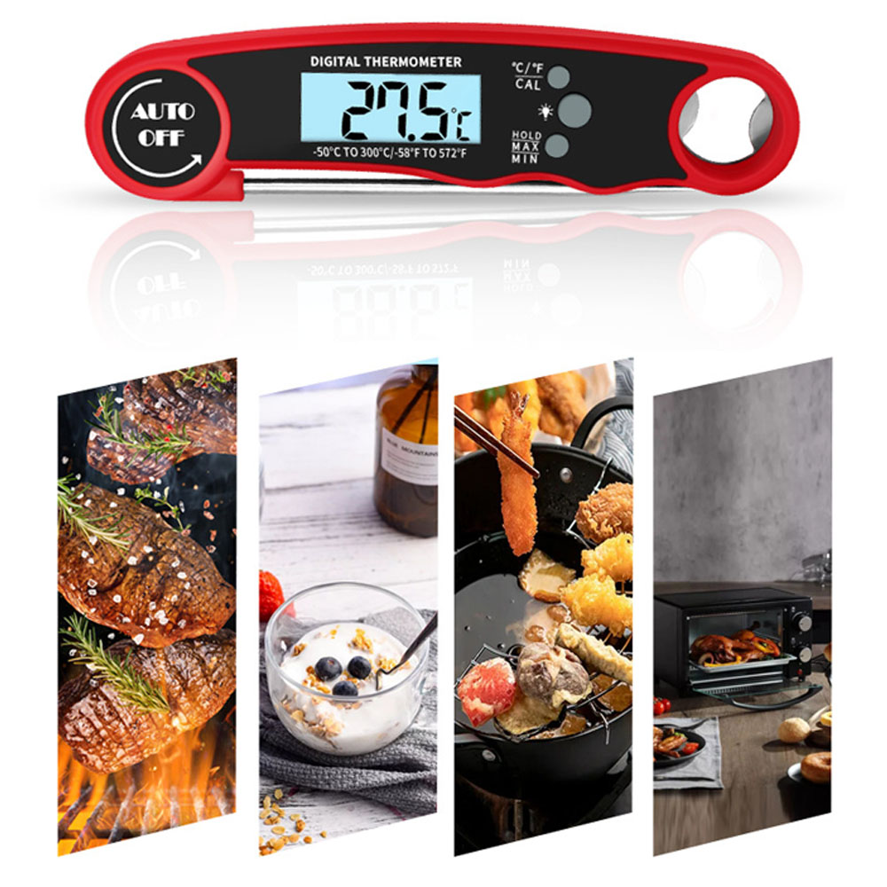 Instant Read Thermometer - デジタル肉用温度計 – グリル、バーベキュー、エアフライヤー、スモーカー、キッチン用品、バーベキュー必需品用のインスタント読み取り食品温度計