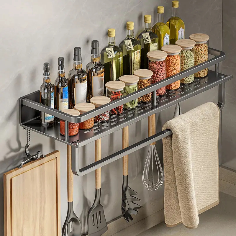 Kitchen Gadgets Rack - 多機能キッチンラック、スパイス収納、壁掛け、キッチン用品、シャベルフック、キッチン用品収納、1個