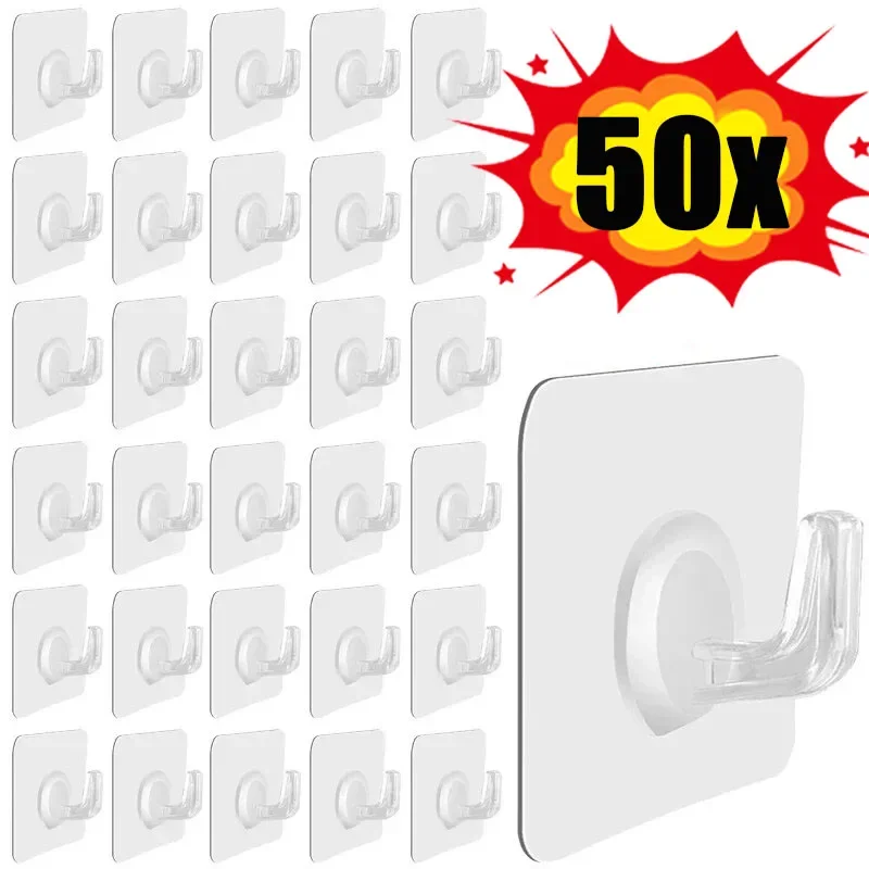 5-50 個透明自己粘着フックドア壁掛けハンガーフック吸引重 - Kitchen Gadgets Rack のレビューと価格
