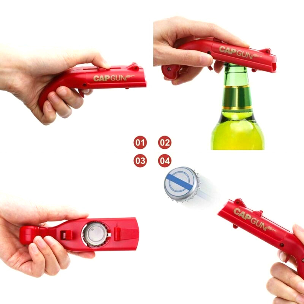 磁気キャッチャー付き楽しいキャップガンボトルオープナー、ノベ - Kitchen Gadgets Novelty のレビューと価格