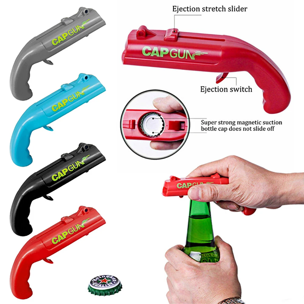 磁気キャッチャー付き楽しいキャップガンボトルオープナー、ノベ - Kitchen Gadgets Novelty のレビューと価格
