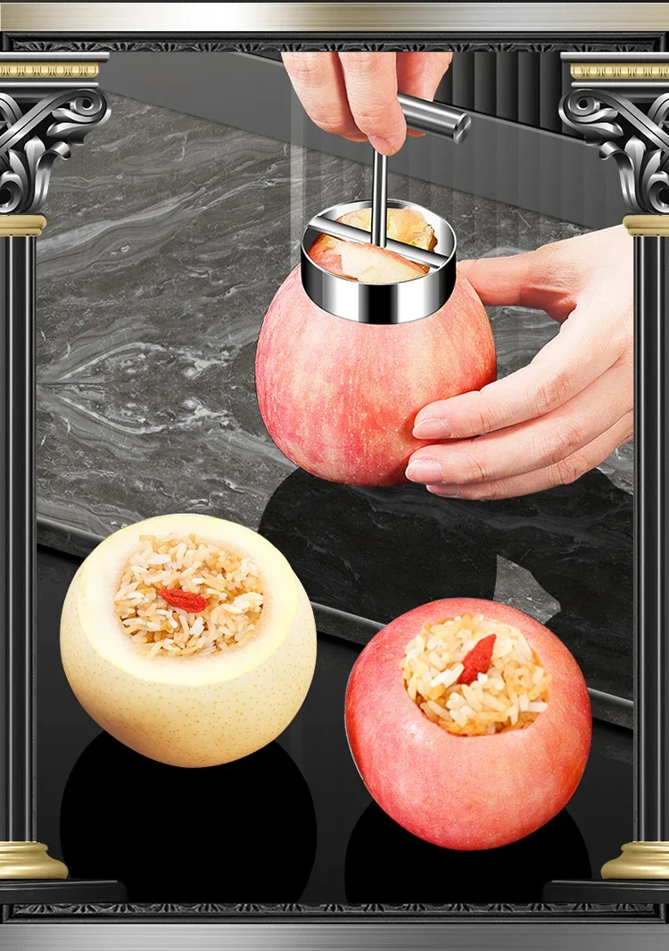 フルーツコアディガー、リンゴ・梨の芯抜きカッター、ステンレス - Apple Corer Slicer のレビューと価格