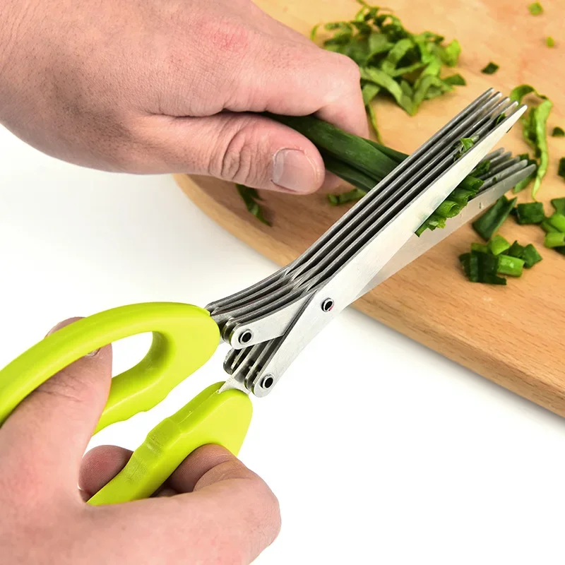 多層キッチンはさみステンレス鋼野菜カッターネギハーブ海苔スパ - Kitchen Gadgets Ninja のレビューと価格