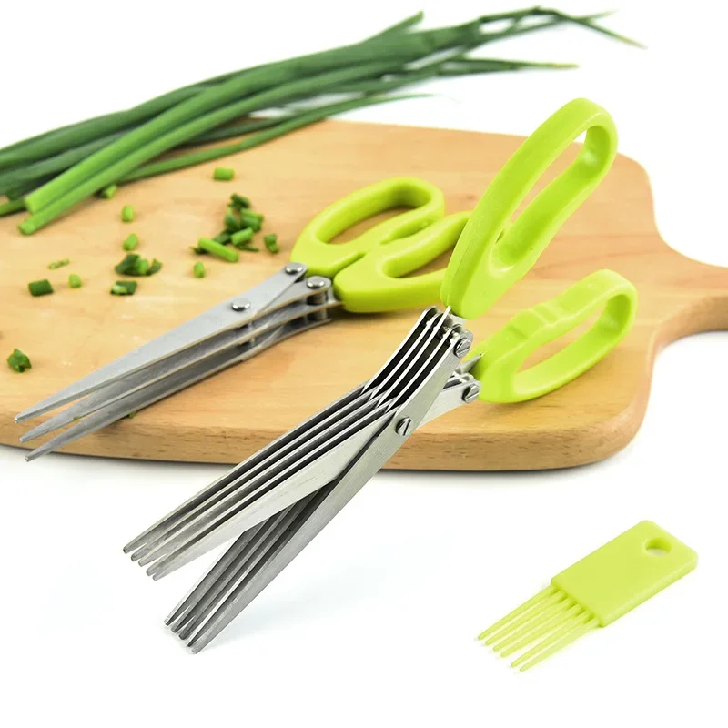 多層キッチンはさみステンレス鋼野菜カッターネギハーブ海苔スパ - Kitchen Gadgets Ninja のレビューと価格