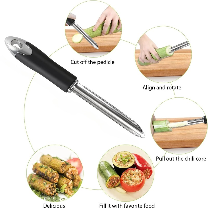 1PC ポータブルステンレス鋼フルーツペッパーコアラーラーキ - Apple Corer Slicer のレビューと価格
