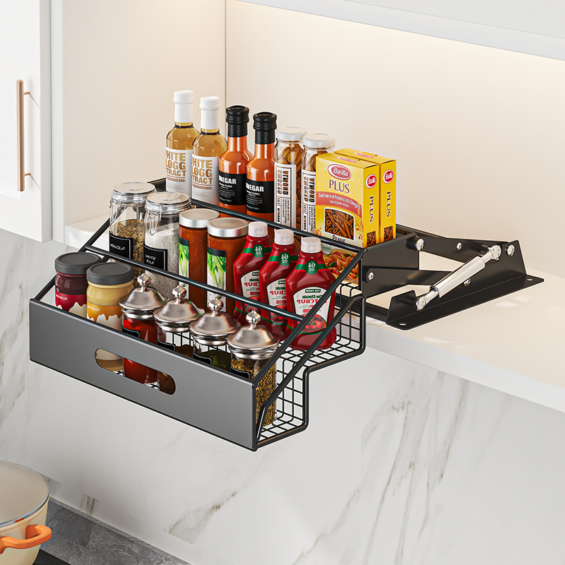 1個 3段式プルダウンオーガナイザー リフト式格納式キッチン - Kitchen Gadgets Rack のレビューと価格