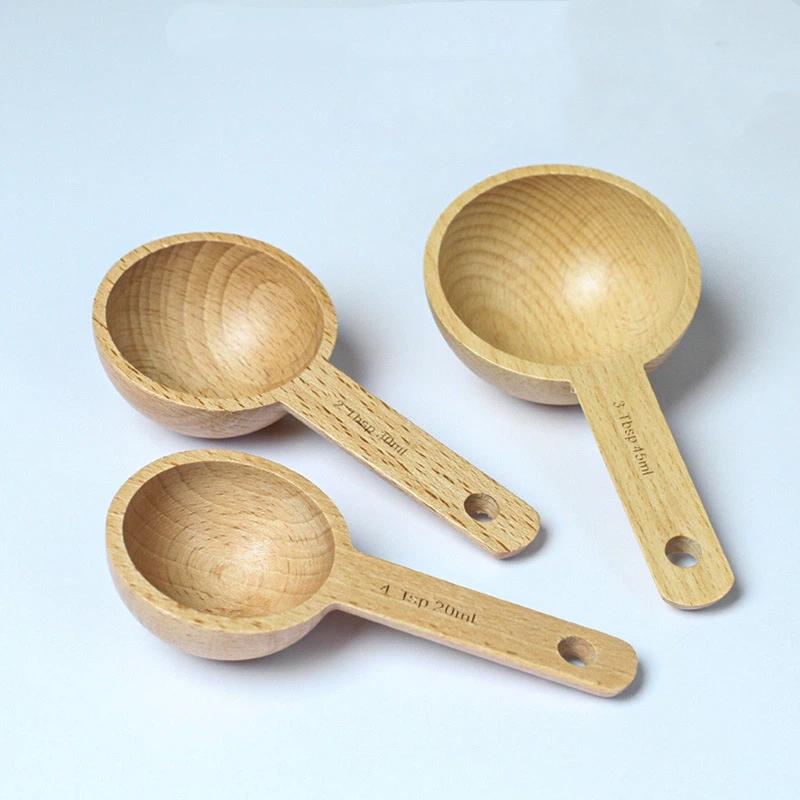 木製計量スプーン 7.5-45ML ポータブル ブナ材/クル - Kitchen Gadgets Gifts のレビューと価格