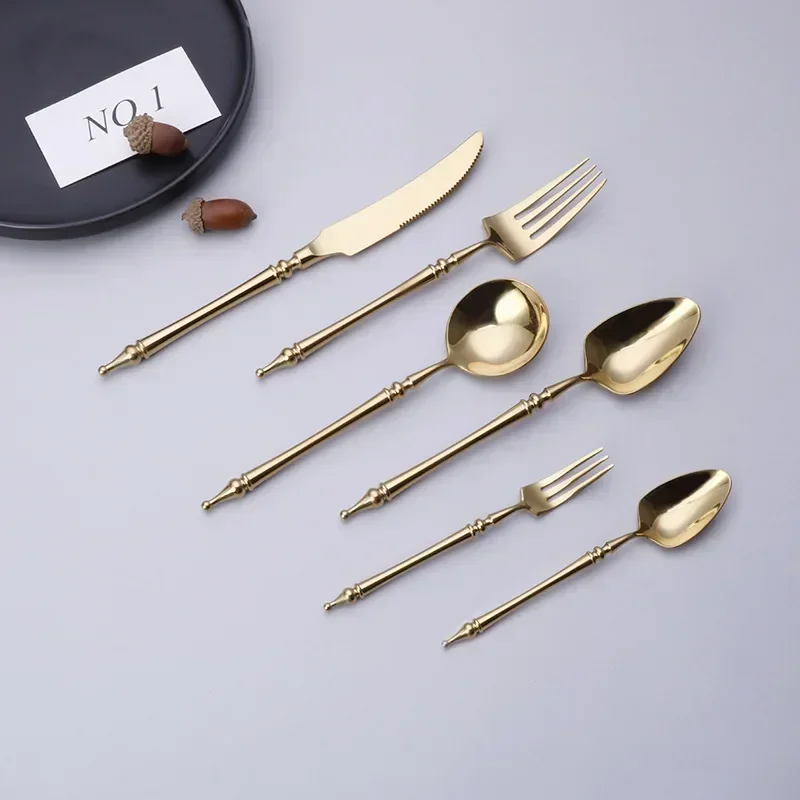 高級ウエスタンゴールド食器セットステンレス鋼ナイフフォークテ - Kitchen Gadgets Luxury のレビューと価格
