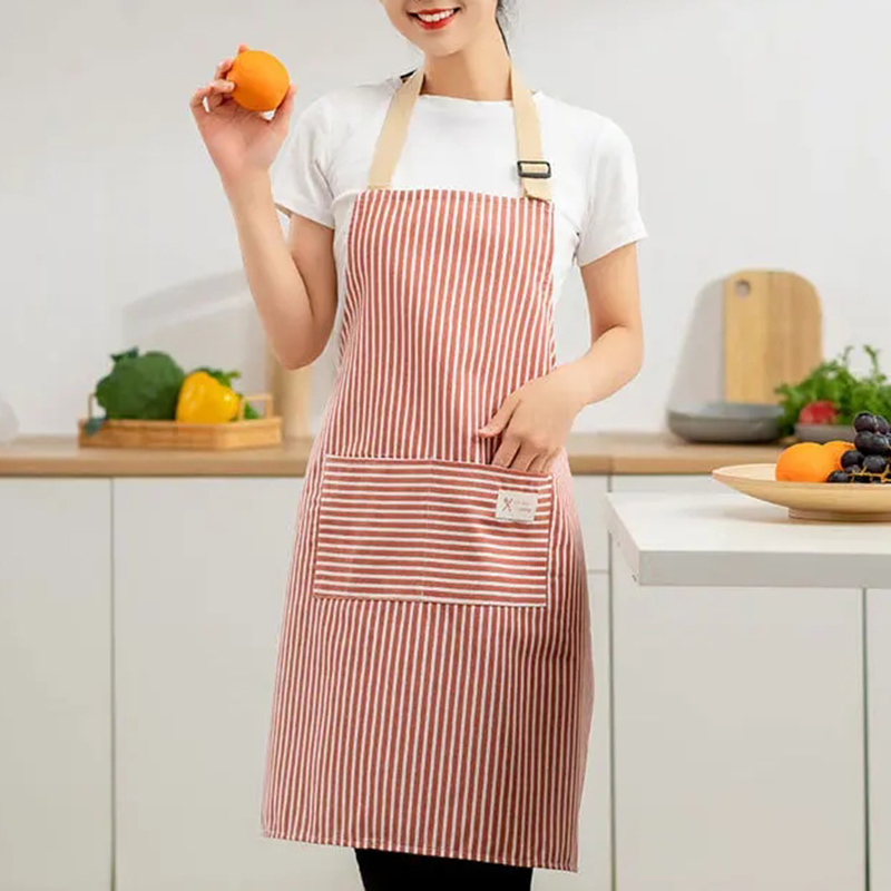 リネンストライプエプロン通気性のある綿キッチンベーキング調理 - Kitchen Gadgets Trending のレビューと価格