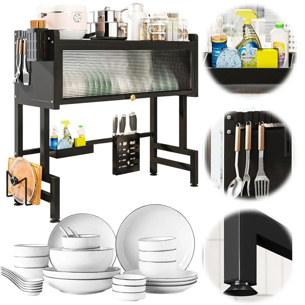 キッチン収納キャビネット シンク上スチール製食器乾燥ラック  - Kitchen Gadgets Rack のレビューと価格