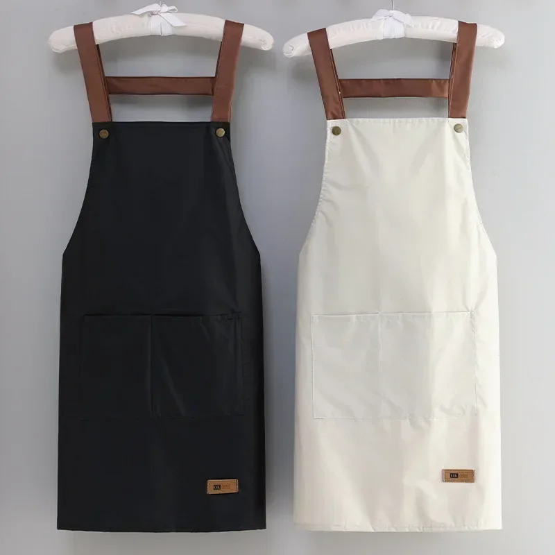 白/黒防水耐油キッチンエプロン大人の調理作業服家庭用ファッシ - Kitchen Gadgets Trending のレビューと価格
