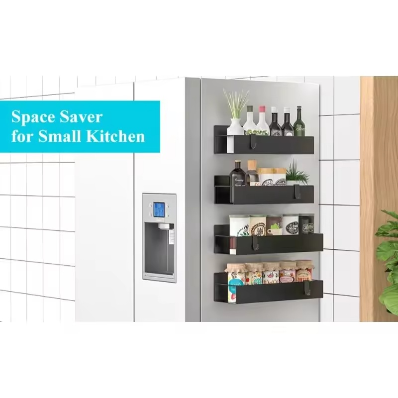 冷蔵庫サイド収納用マグネット式ブラックアイアンラック、コンパ - Kitchen Gadgets Rack のレビューと価格