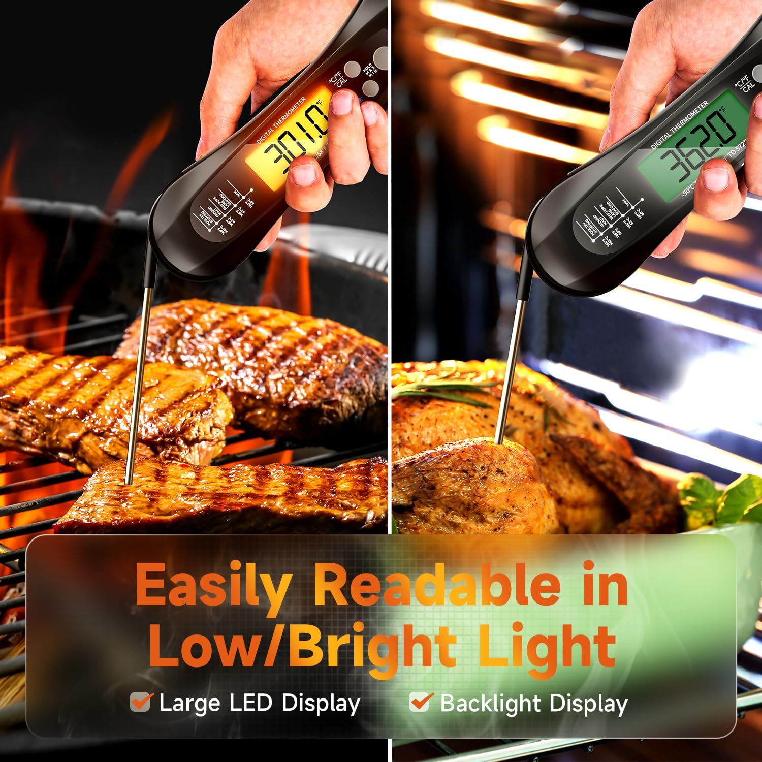 デジタル肉温度計,インスタント読み取り,折りたたみ式プローブ - Instant Read Thermometer のレビューと価格