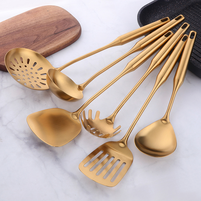 ステンレス鋼の金の台所用品,ヘラ,シャベル,スプーン,ストレ - Kitchen Gadgets Gold のレビューと価格