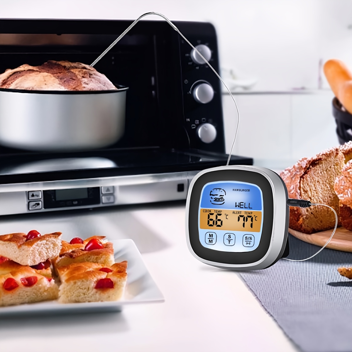 デジタル肉用温度計 BBQ タイマー 調理器具 ロングプロー - Instant Read Thermometer のレビューと価格
