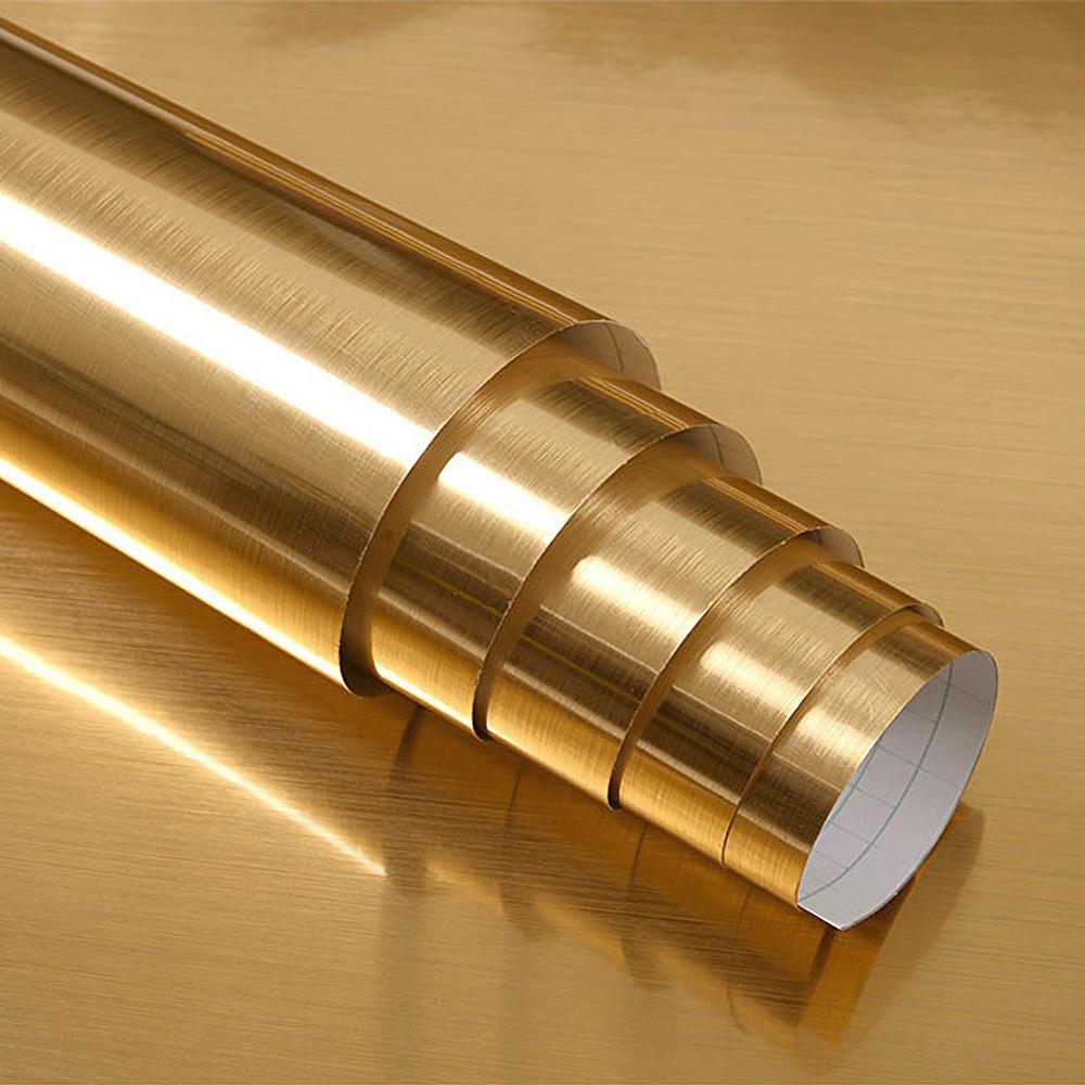 PVCメタルブラッシュゴールドシルバー取り外し可能な壁紙装飾 - Kitchen Gadgets Gold のレビューと価格