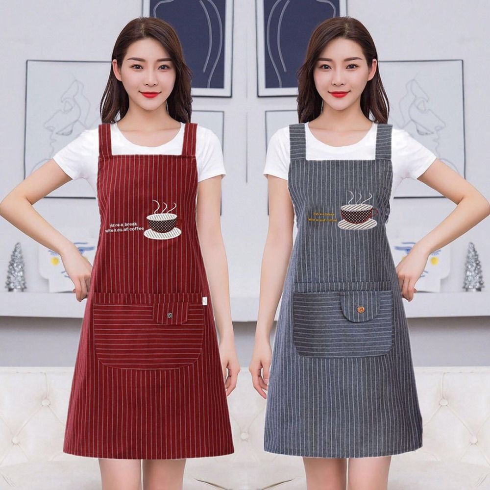 女性用ノースリーブキッチンエプロン,コットン,ストライプ,フ - Kitchen Gadgets Trending のレビューと価格