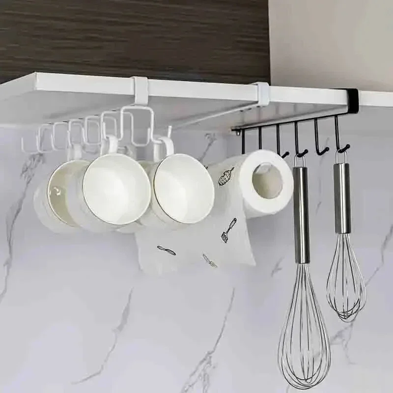 新しい1個穴なしキッチンフックラック、鉄製2列フック吊り下げ - Kitchen Gadgets Rack のレビューと価格