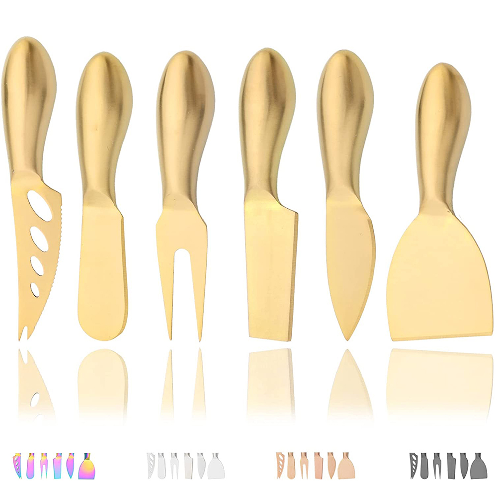 6 個マットゴールドミニナイフフォークチゼルバターチーズスラ - Kitchen Gadgets Gold のレビューと価格