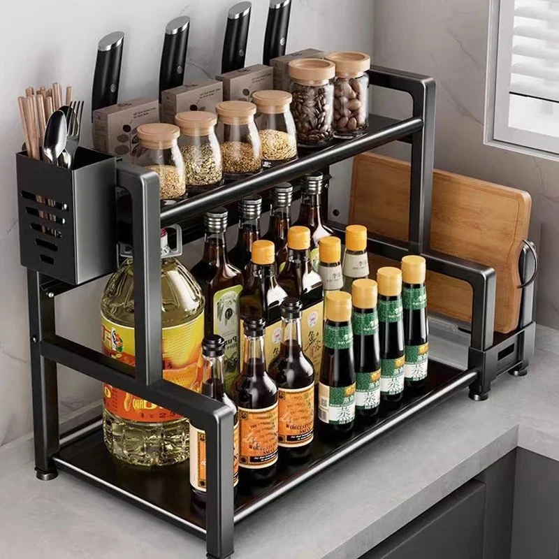 2～3段調節可能な金属製スパイスラック、固定装置付き自立型多 - Kitchen Gadgets Rack のレビューと価格