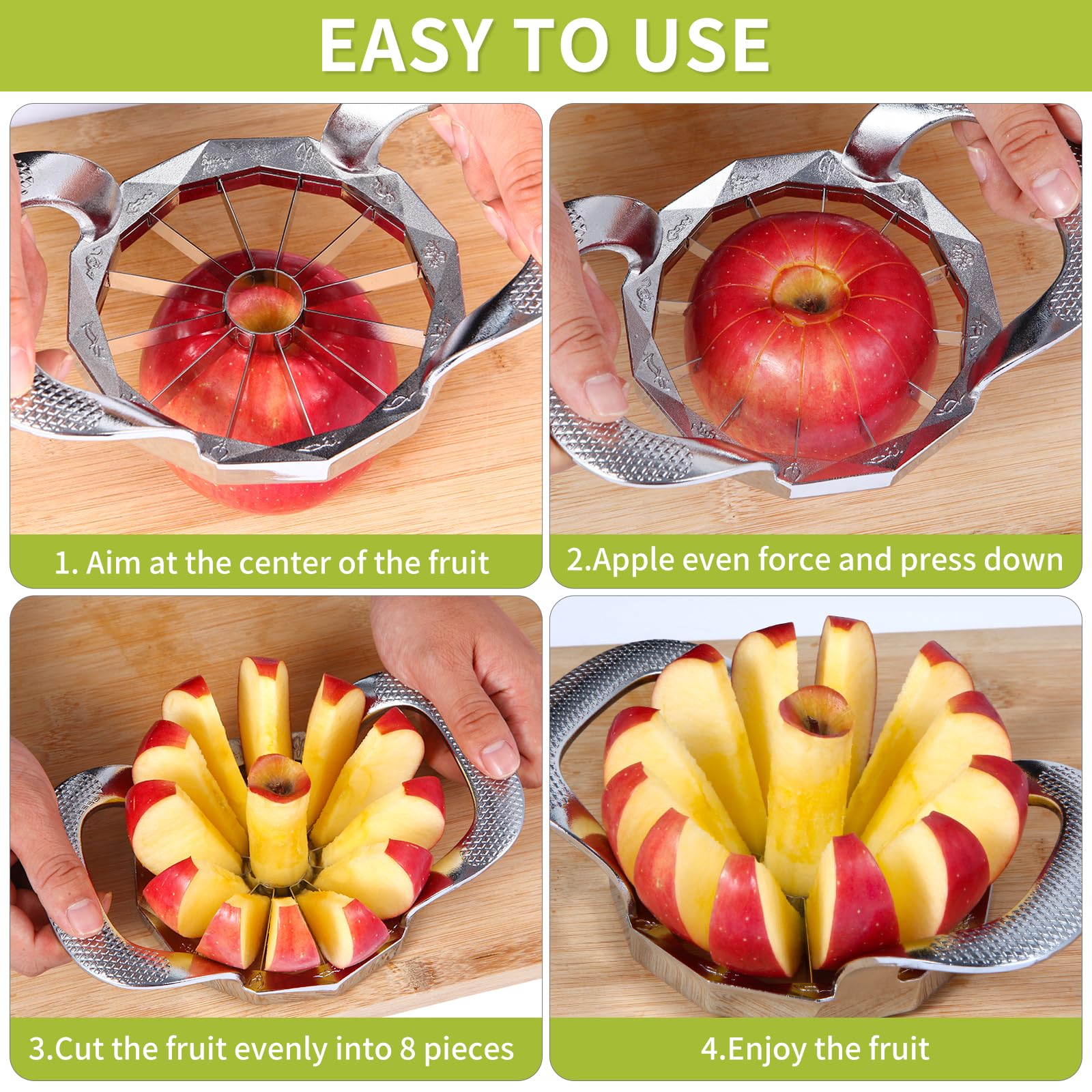 頑丈で鋭い12枚刃ステンレス鋼カッターディバイダーフルーツカ - Apple Corer Slicer のレビューと価格