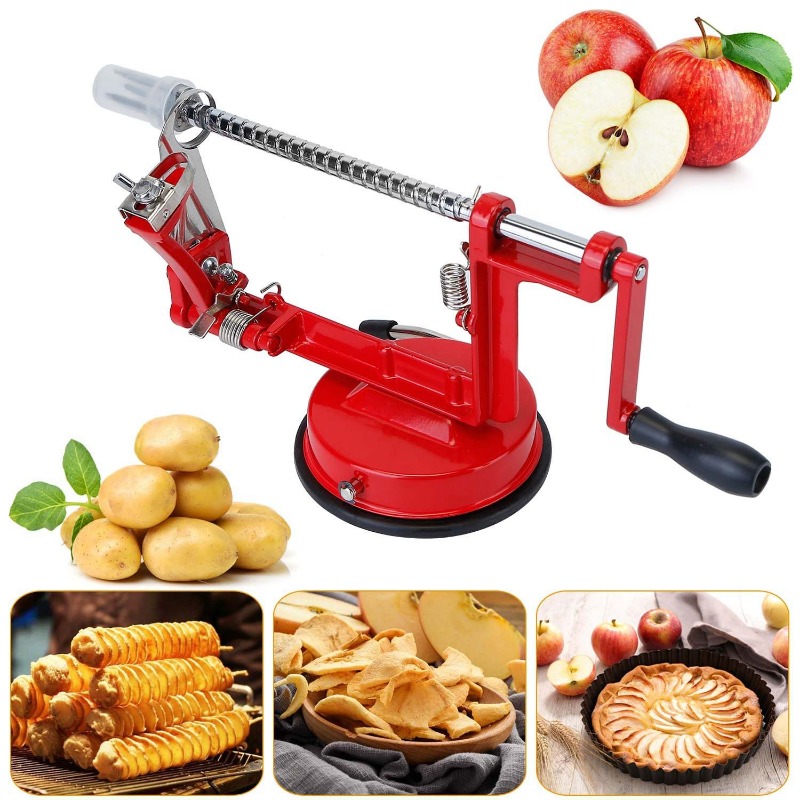 3in1アップルピーラー手動回転式ポテトフルーツコアスライサ - Apple Corer Slicer のレビューと価格