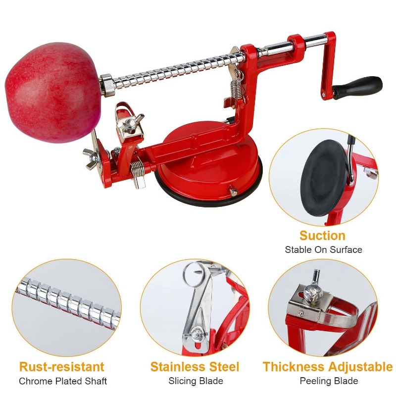 3in1アップルピーラー手動回転式ポテトフルーツコアスライサ - Apple Corer Slicer のレビューと価格