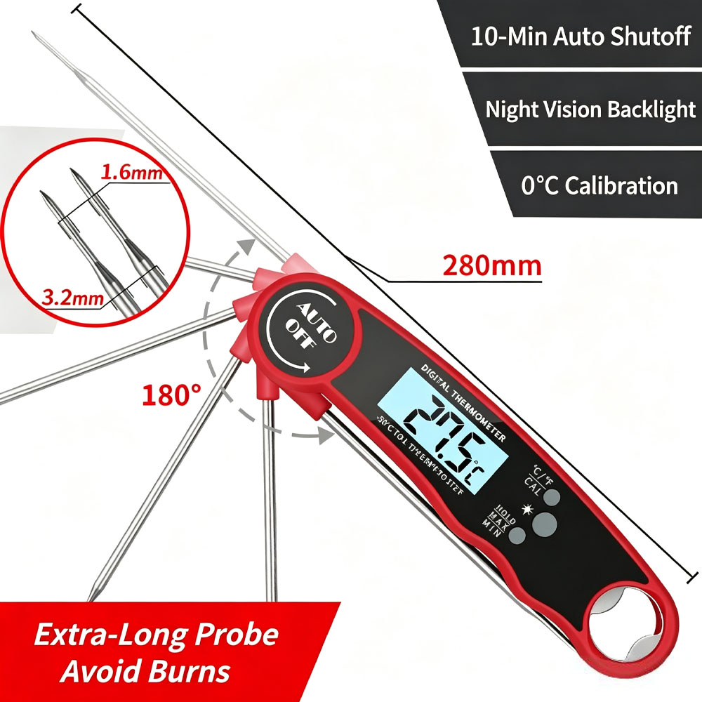 デジタル肉用温度計 – グリル、バーベキュー、エアフライヤー - Instant Read Thermometer のレビューと価格