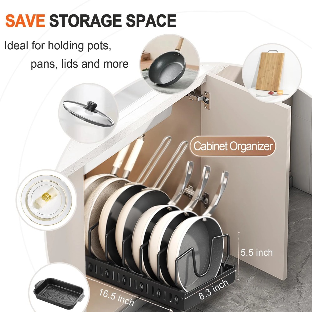 キッチン用の鍋と鍋のオーガナイザー、キャビネットの下、スライ - Kitchen Gadgets Rack のレビューと価格