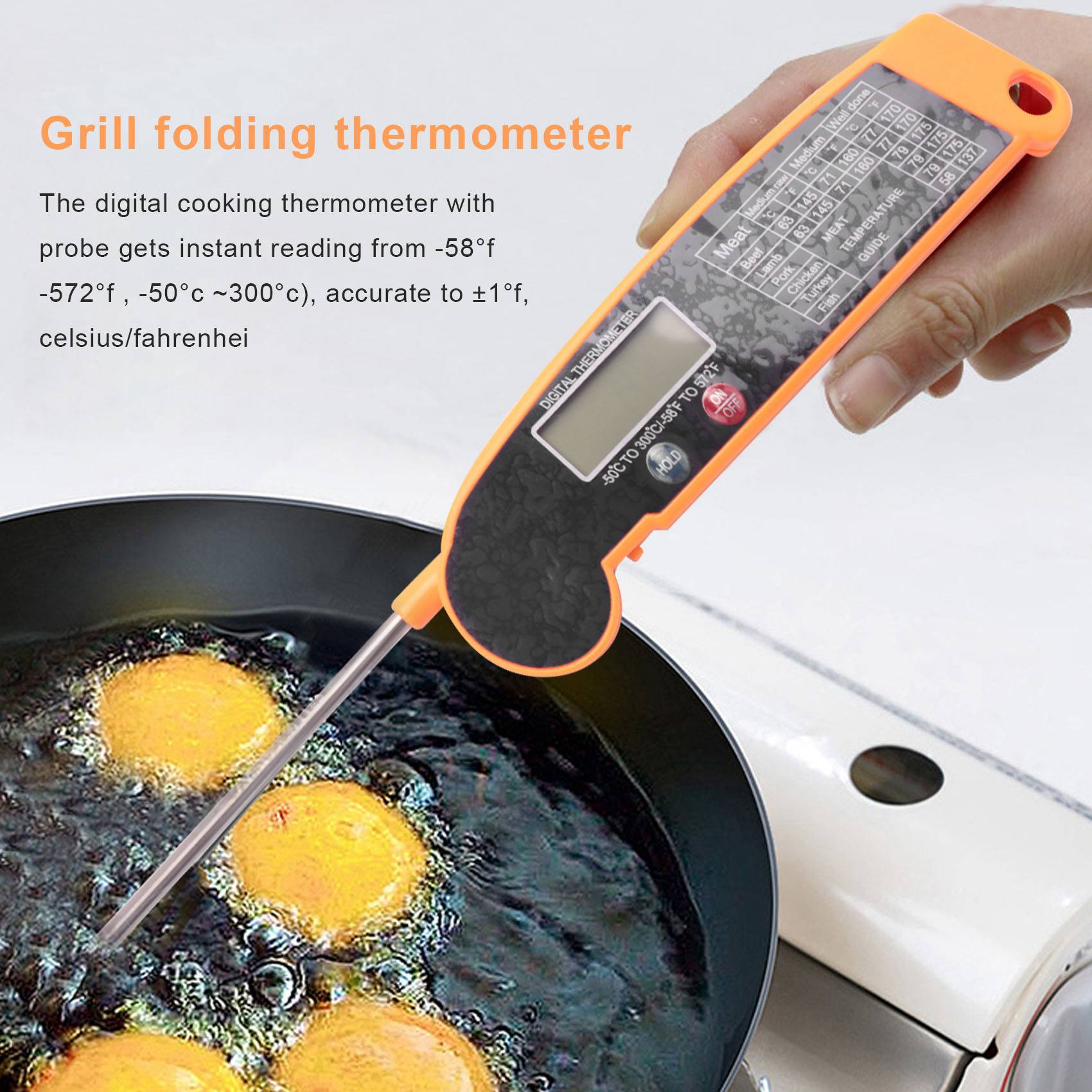 デジタルインスタント読み取り肉用温度計、高精度温度プローブ付 - Instant Read Thermometer のレビューと価格